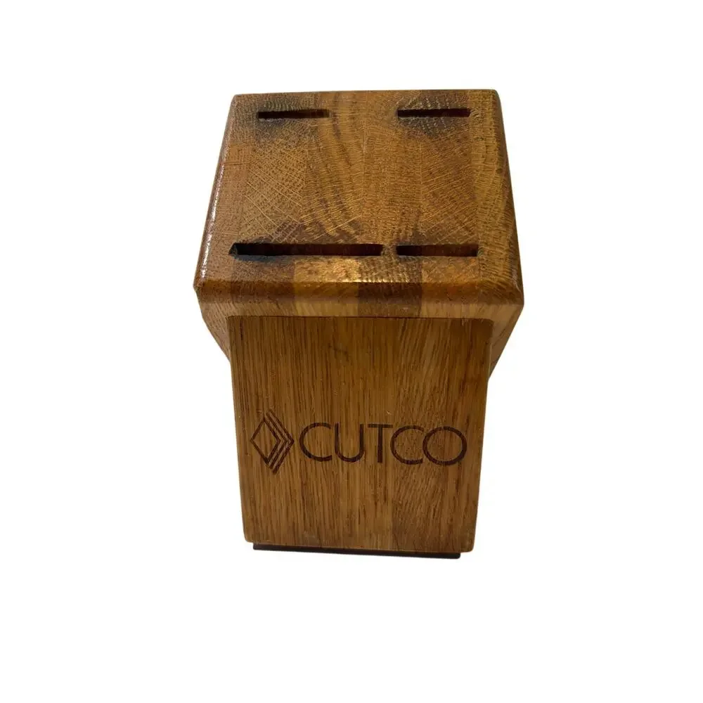 Vtg CUTCO Small 4 Slot Honey Oak Wood Knife Block USA Knife Block Kitchen